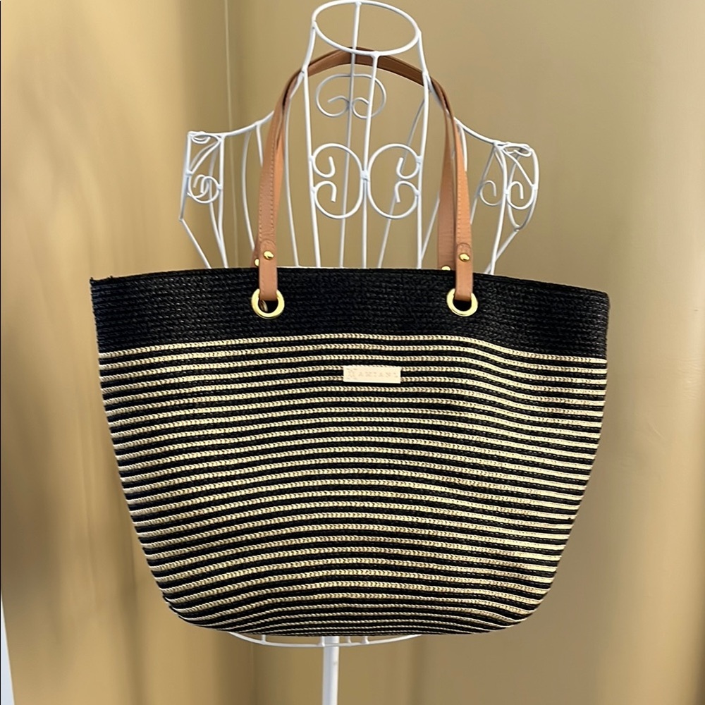 NWOT Black and Tan Striped Women's Tote Bag
